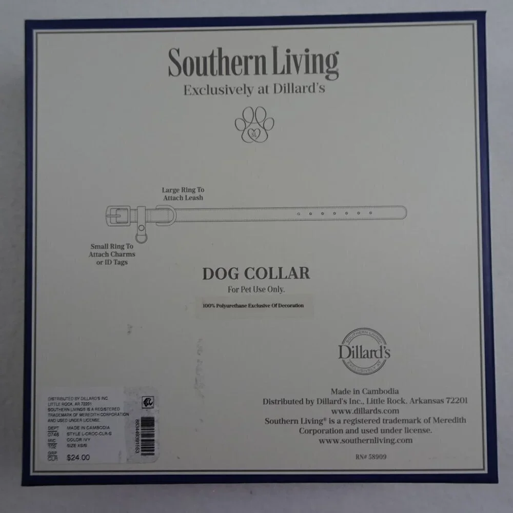 Southern Living Faux Leather Dog Collar Size XS / SMALL Green Adjustable